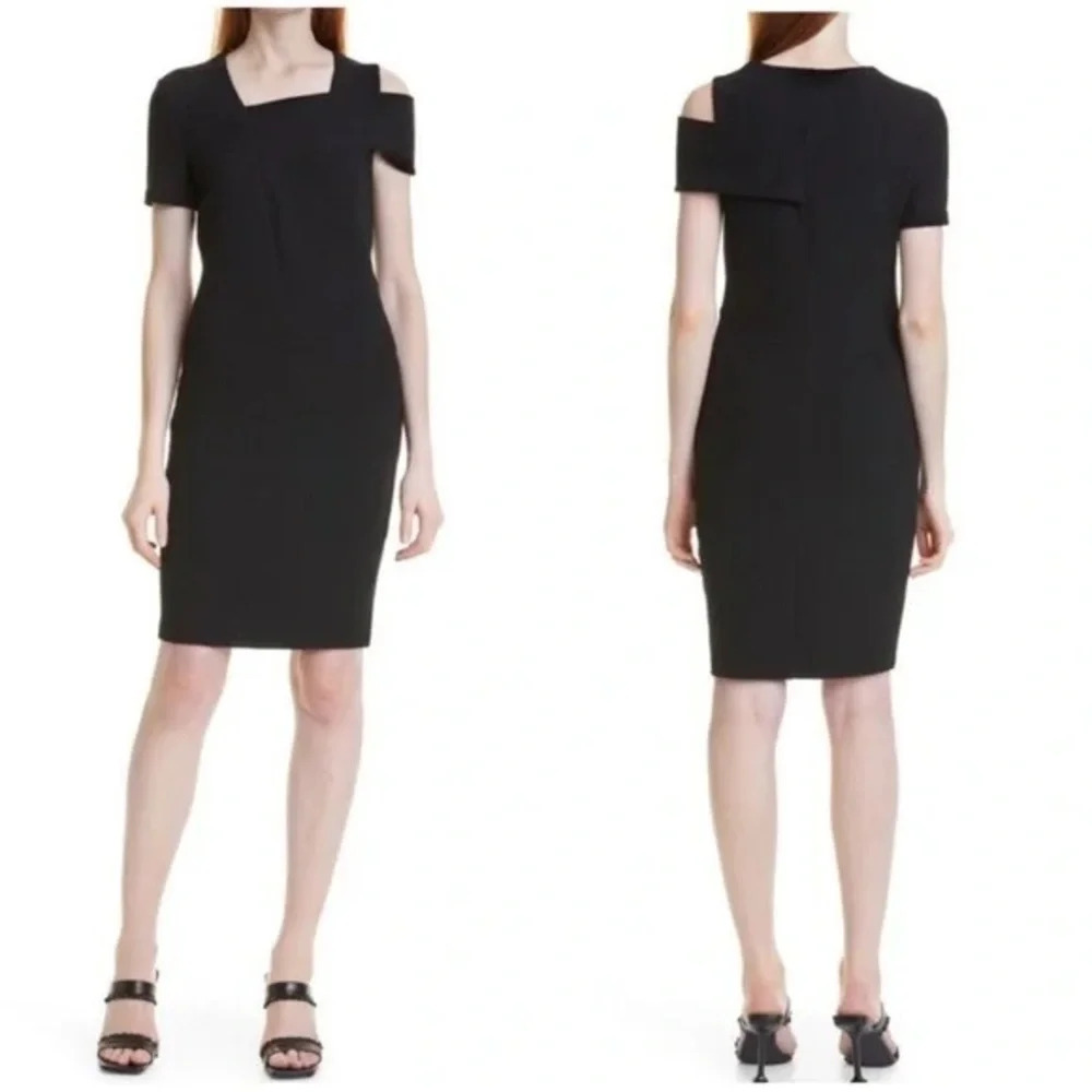 Hugo Boss Eveska Cold Shoulder Sheath Dress black size small